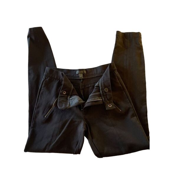 J. Crew Women's Skinny Pants Zip Pocket Work Trousers Casual Black Size 0R-EUC - Picture 8 of 13